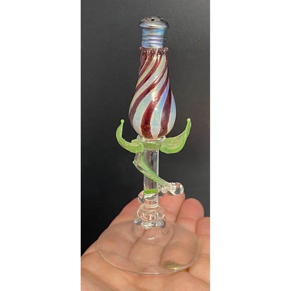 Gazelle Hand Blown Art Glass Salt and Pepper Shakers Floral Leaf Signed 1995 - Picture 3 of 7